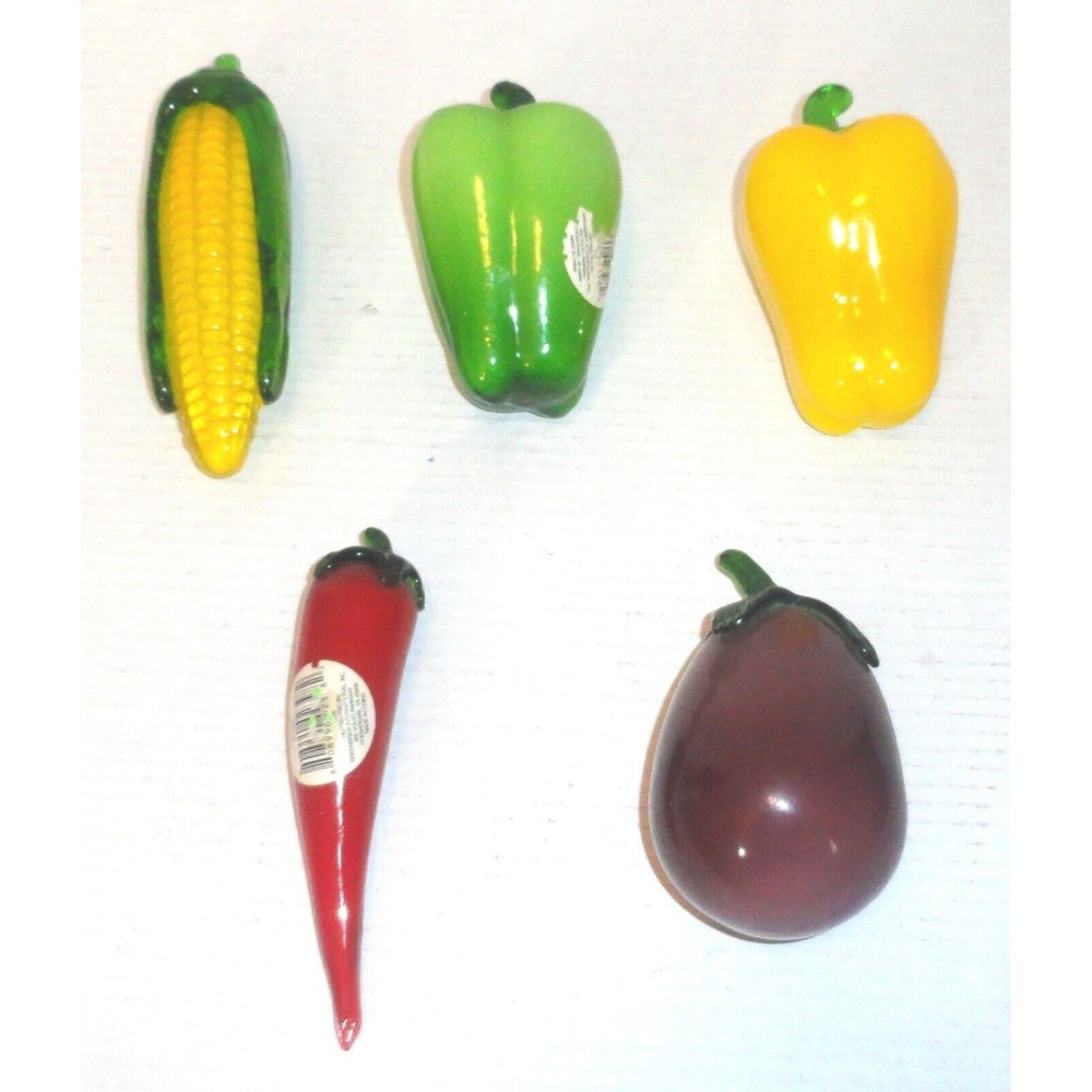 Lot of 5 Murano Style Glass Vegetables Two With Some Damage PLEASE READ